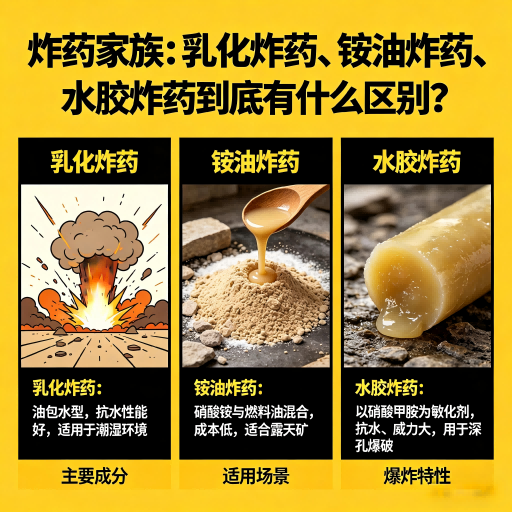 莱西炸药家族：乳化炸药、铵油炸药、水胶炸药到底有什么区别？